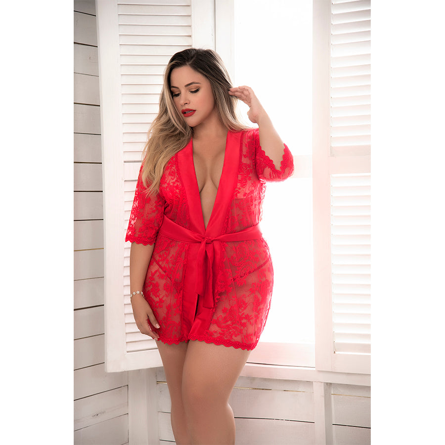 Lace Robe with Matching G-String